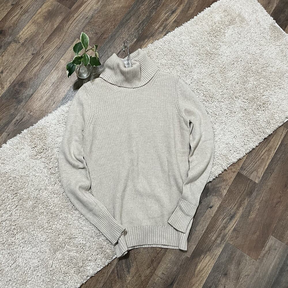 Banana Republic Filpucci Size Small Beige Turtleneck Wool Cashmere Blend Sweater
